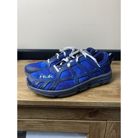 Huk Attack Performance Fishing Angler Sneaker Men Size 8.5 Blue Camo - Picture 1 of 9